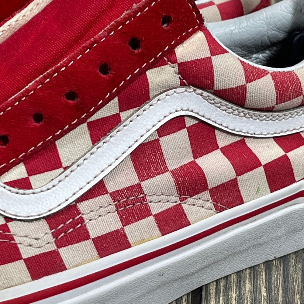 Vans Old Skool Sneakers Womens 6.5‎ Red Checkerboard Suede Canvas Skate Shoes - Picture 11 of 11